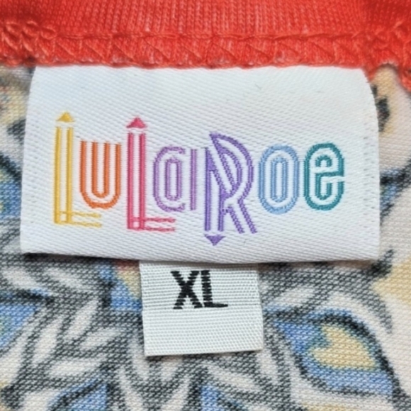 LuLaRoe Julia Dress XL Red Floral Geometric Bodycon Stretch NWT - Picture 6 of 10